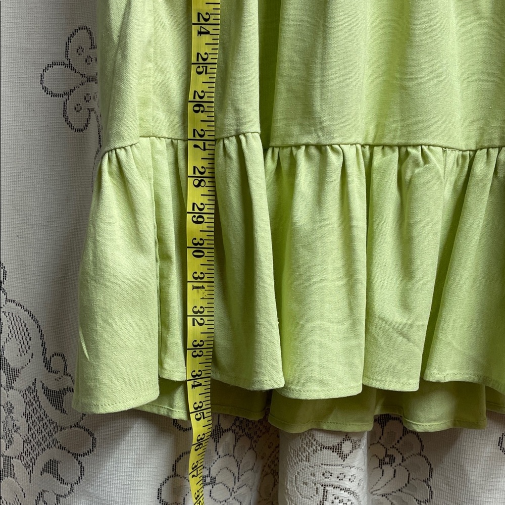 Love Riche Woman’s Celery Colored Tie-Shoulder Tiered Dress - Picture 7 of 7